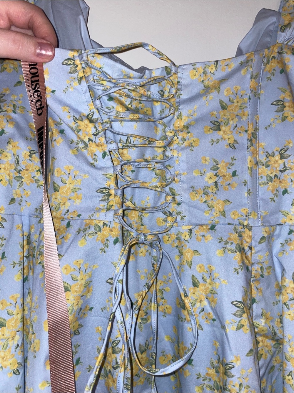 House of CB NET Light Blue and Yellow Floral Midi Dress - Picture 8 of 10